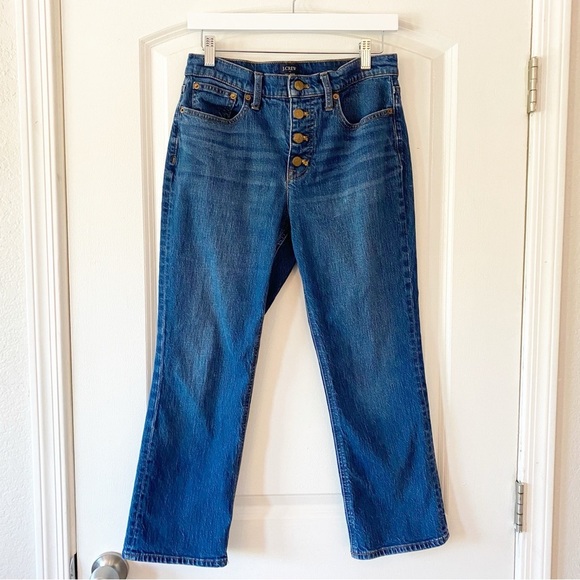 J. CREW Factory Mid Rise Flare Crop Jeans Button Fly Sz 28 - Picture 3 of 9